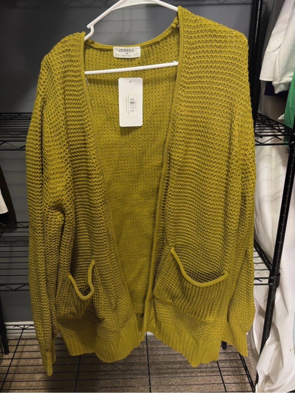 Zenana Outfitters Open-Front Textured Cardigan - Mustard Green